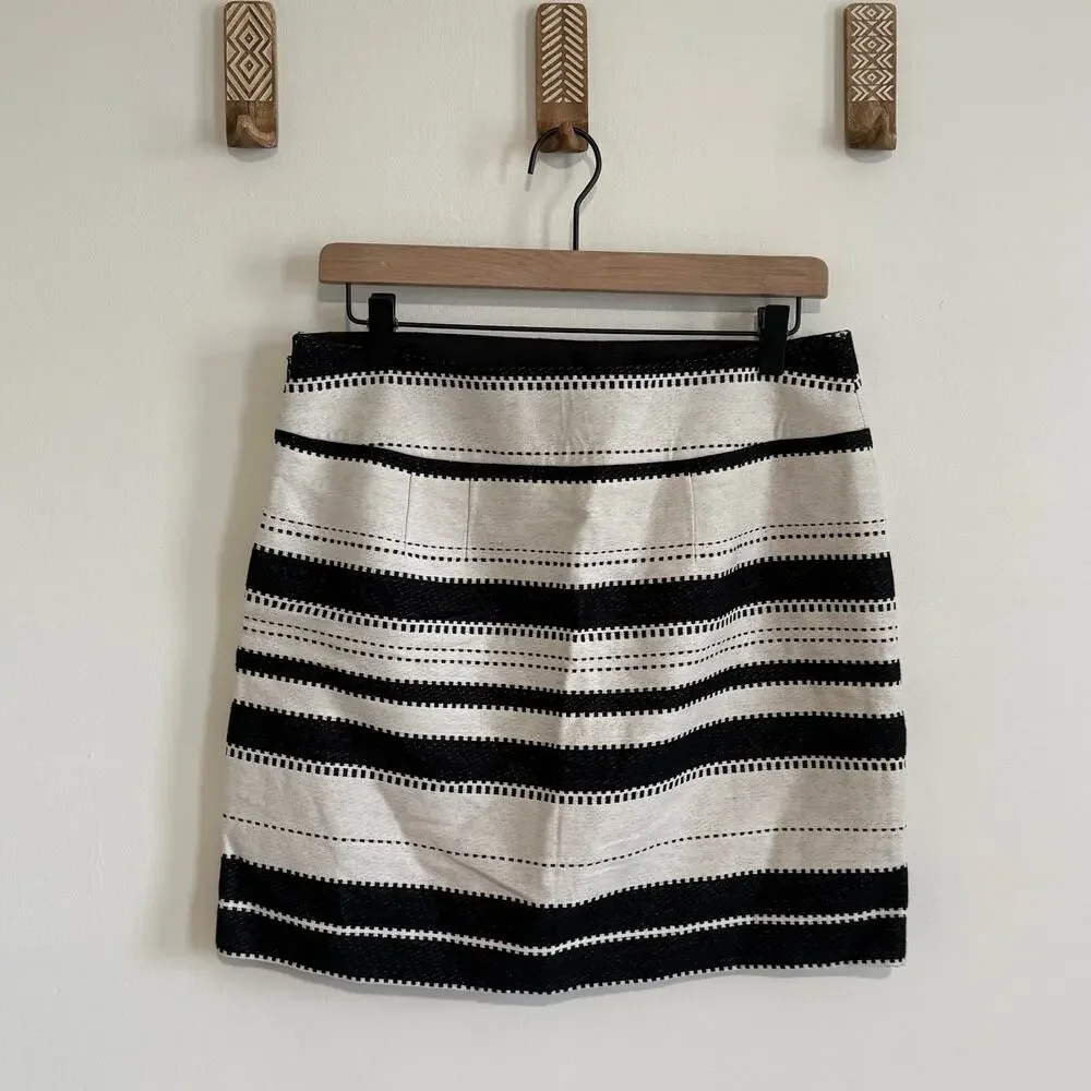 Loft Outlet Black White Striped Skirt - 6